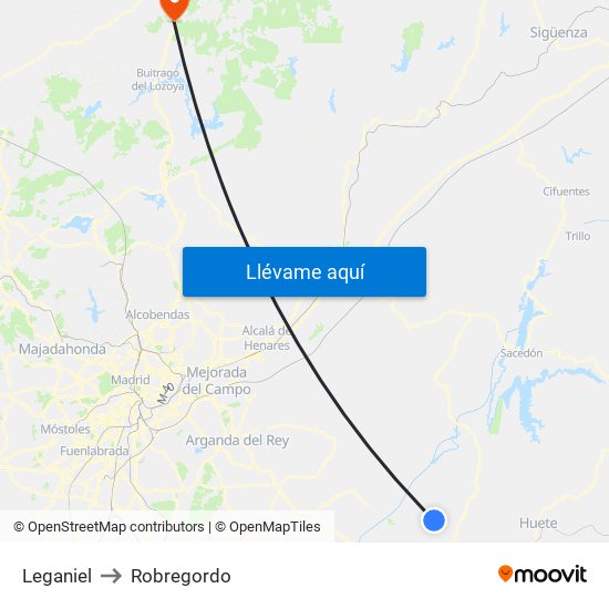 Leganiel to Robregordo map