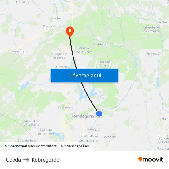 Uceda to Robregordo map