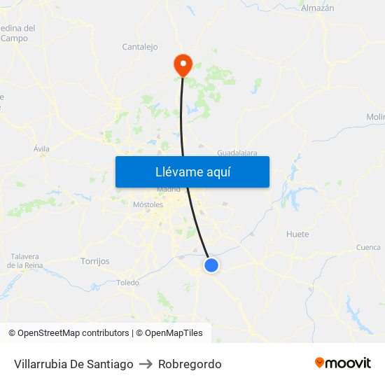 Villarrubia De Santiago to Robregordo map