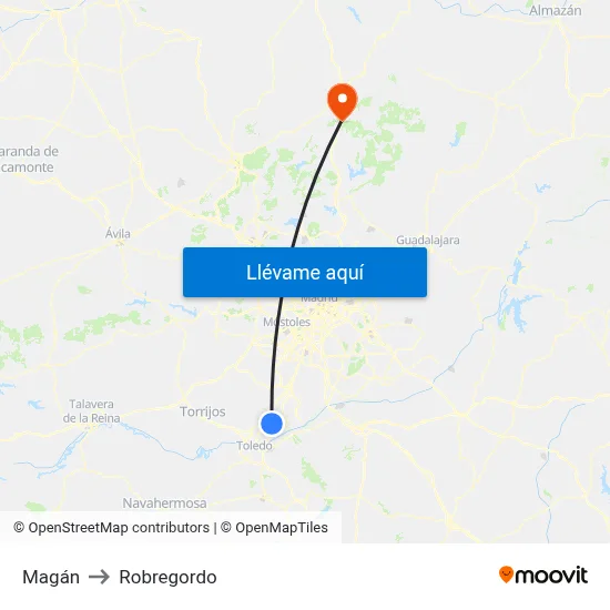 Magán to Robregordo map