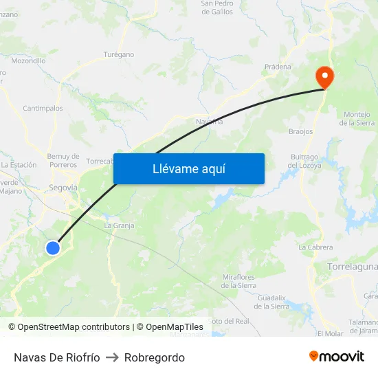 Navas De Riofrío to Robregordo map