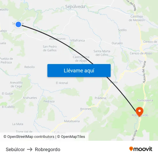 Sebúlcor to Robregordo map