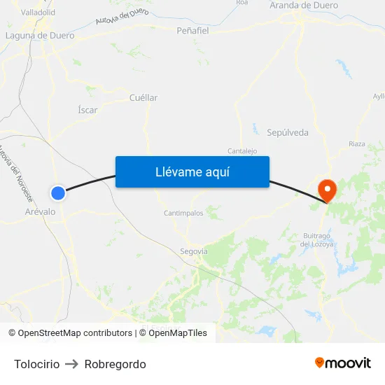 Tolocirio to Robregordo map