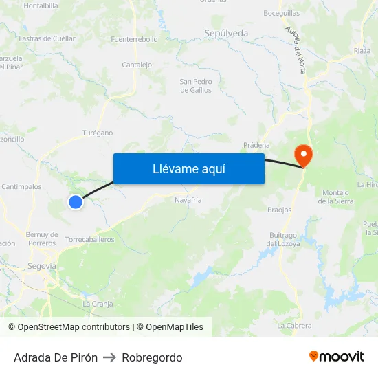 Adrada De Pirón to Robregordo map