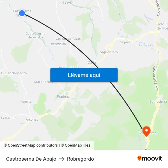 Castroserna De Abajo to Robregordo map