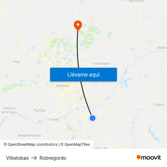 Villatobas to Robregordo map