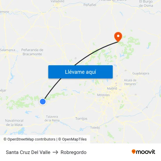Santa Cruz Del Valle to Robregordo map