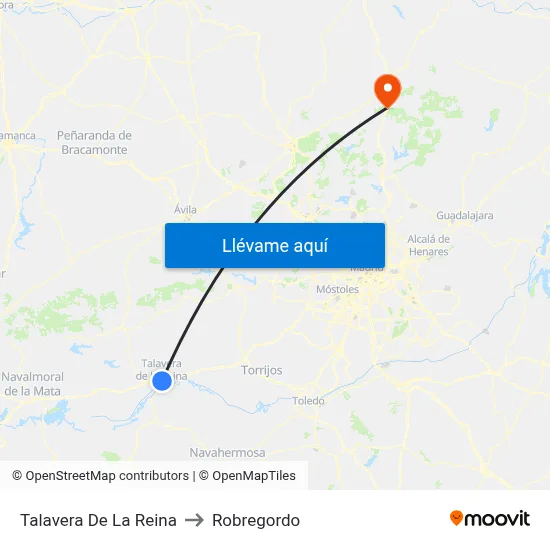 Talavera De La Reina to Robregordo map