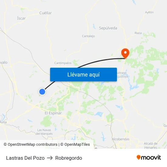 Lastras Del Pozo to Robregordo map