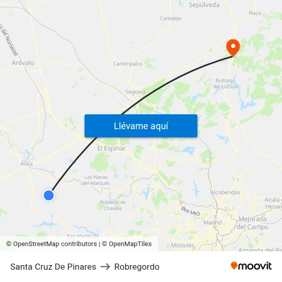 Santa Cruz De Pinares to Robregordo map