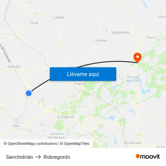 Sanchidrián to Robregordo map