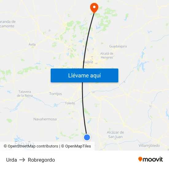 Urda to Robregordo map