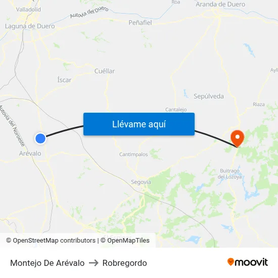 Montejo De Arévalo to Robregordo map