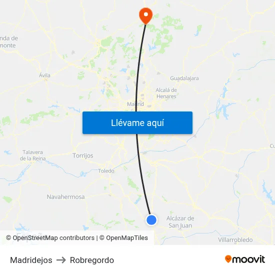 Madridejos to Robregordo map