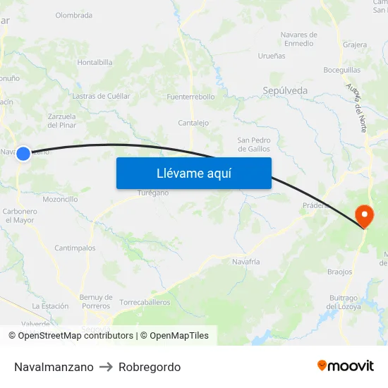 Navalmanzano to Robregordo map