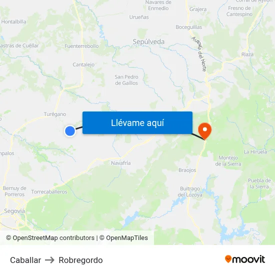 Caballar to Robregordo map
