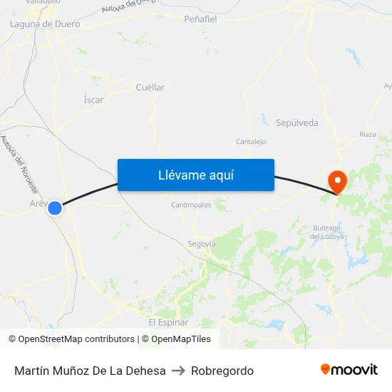 Martín Muñoz De La Dehesa to Robregordo map