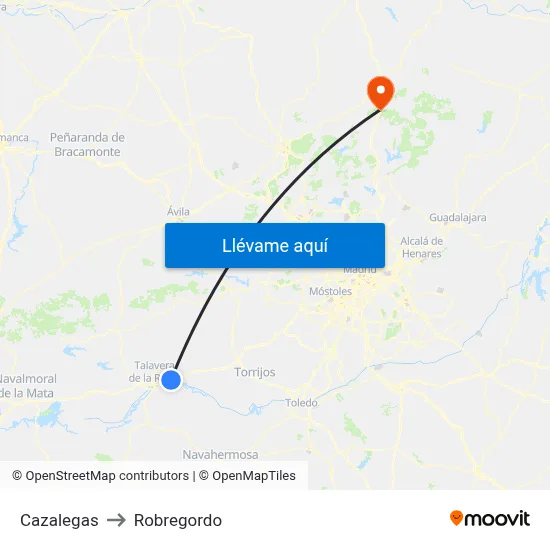 Cazalegas to Robregordo map