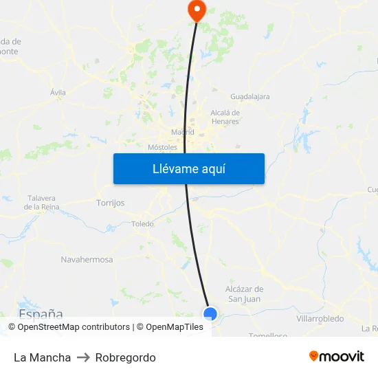La Mancha to Robregordo map