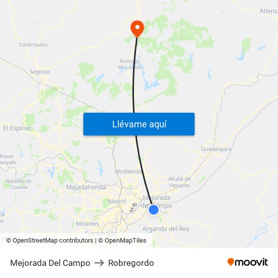 Mejorada Del Campo to Robregordo map
