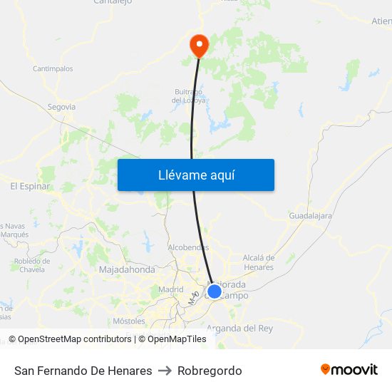 San Fernando De Henares to Robregordo map