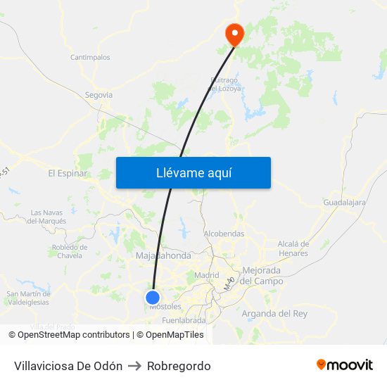 Villaviciosa De Odón to Robregordo map