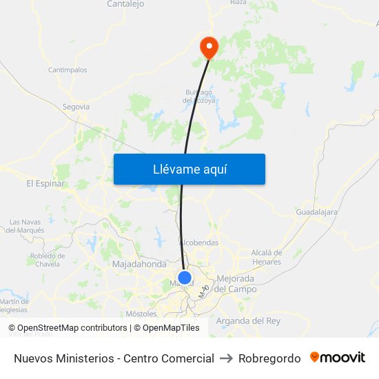Nuevos Ministerios - Centro Comercial to Robregordo map