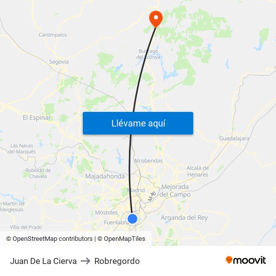 Juan De La Cierva to Robregordo map