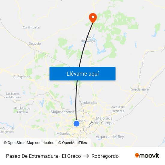 Paseo De Extremadura - El Greco to Robregordo map