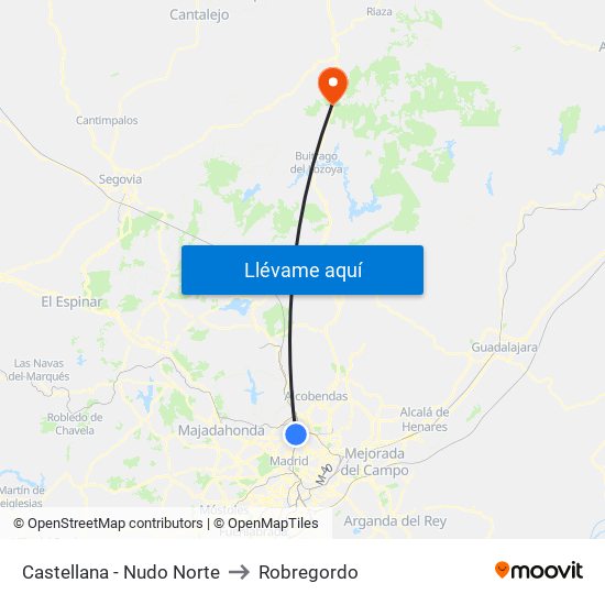 Castellana - Nudo Norte to Robregordo map
