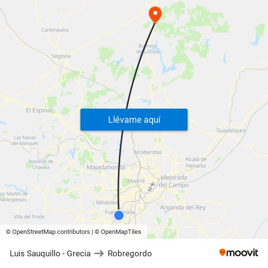 Luis Sauquillo - Grecia to Robregordo map