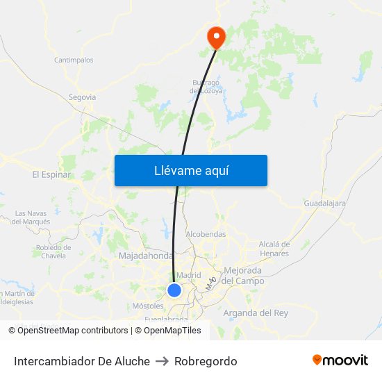 Intercambiador De Aluche to Robregordo map