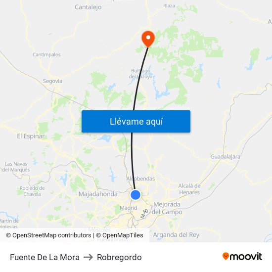 Fuente De La Mora to Robregordo map
