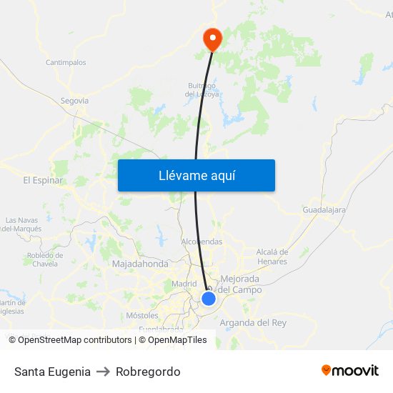 Santa Eugenia to Robregordo map