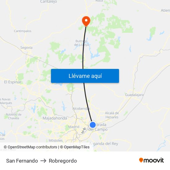 San Fernando to Robregordo map