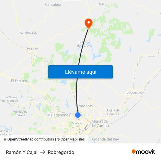 Ramón Y Cajal to Robregordo map