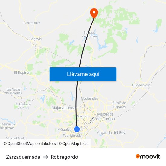 Zarzaquemada to Robregordo map