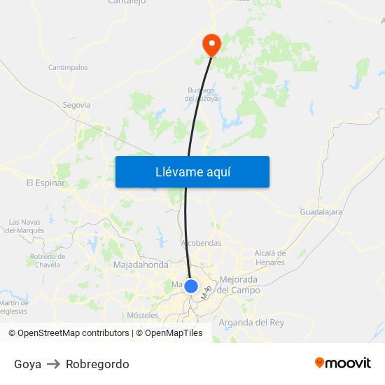 Goya to Robregordo map