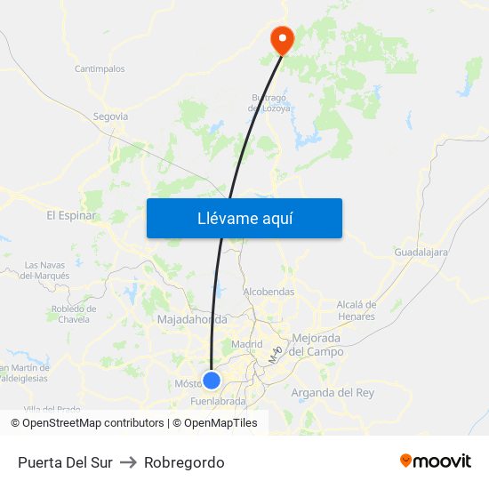 Puerta Del Sur to Robregordo map