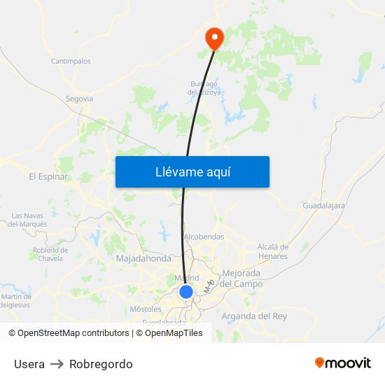 Usera to Robregordo map
