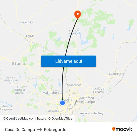 Casa De Campo to Robregordo map