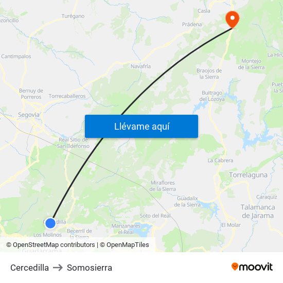 Cercedilla to Somosierra map