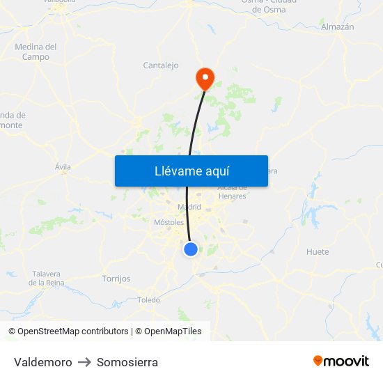 Valdemoro to Somosierra map
