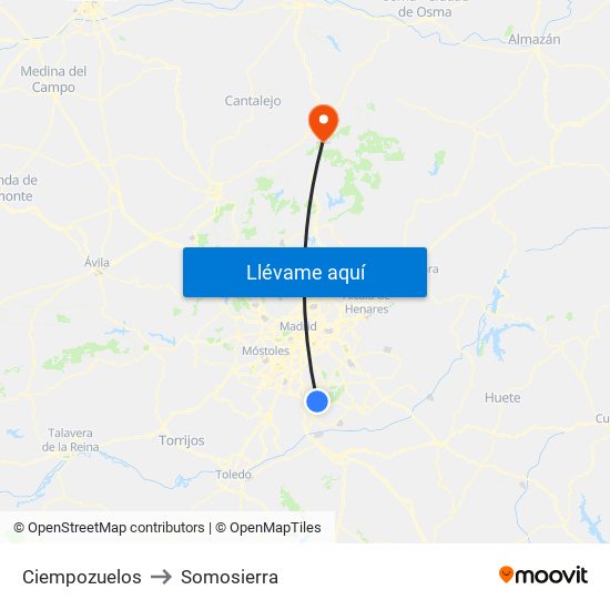 Ciempozuelos to Somosierra map