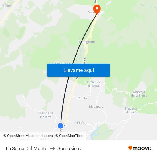 La Serna Del Monte to Somosierra map
