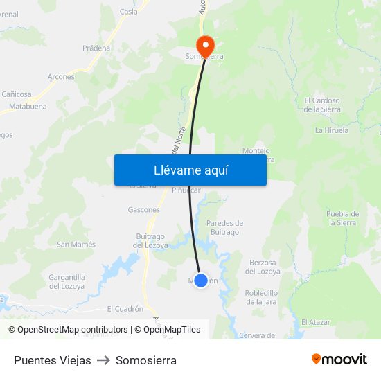 Puentes Viejas to Somosierra map