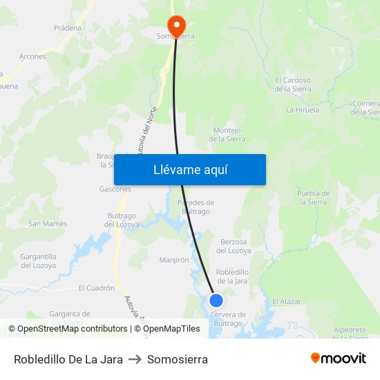 Robledillo De La Jara to Somosierra map