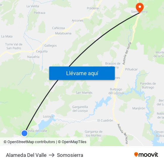 Alameda Del Valle to Somosierra map