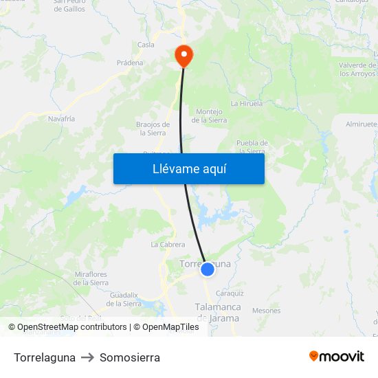 Torrelaguna to Somosierra map
