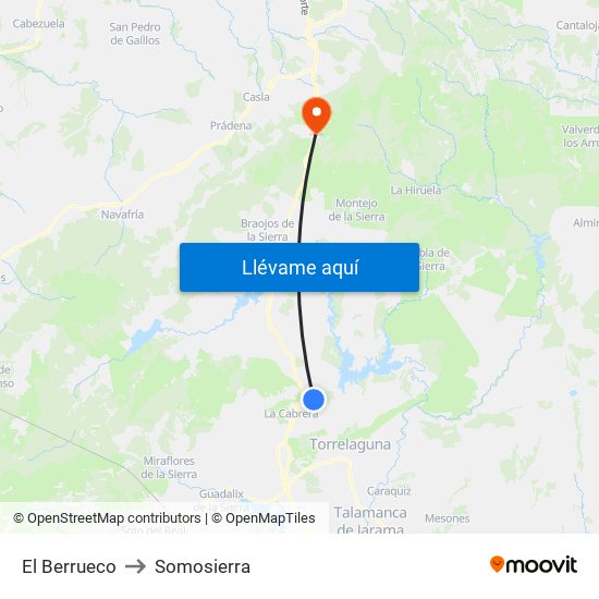 El Berrueco to Somosierra map
